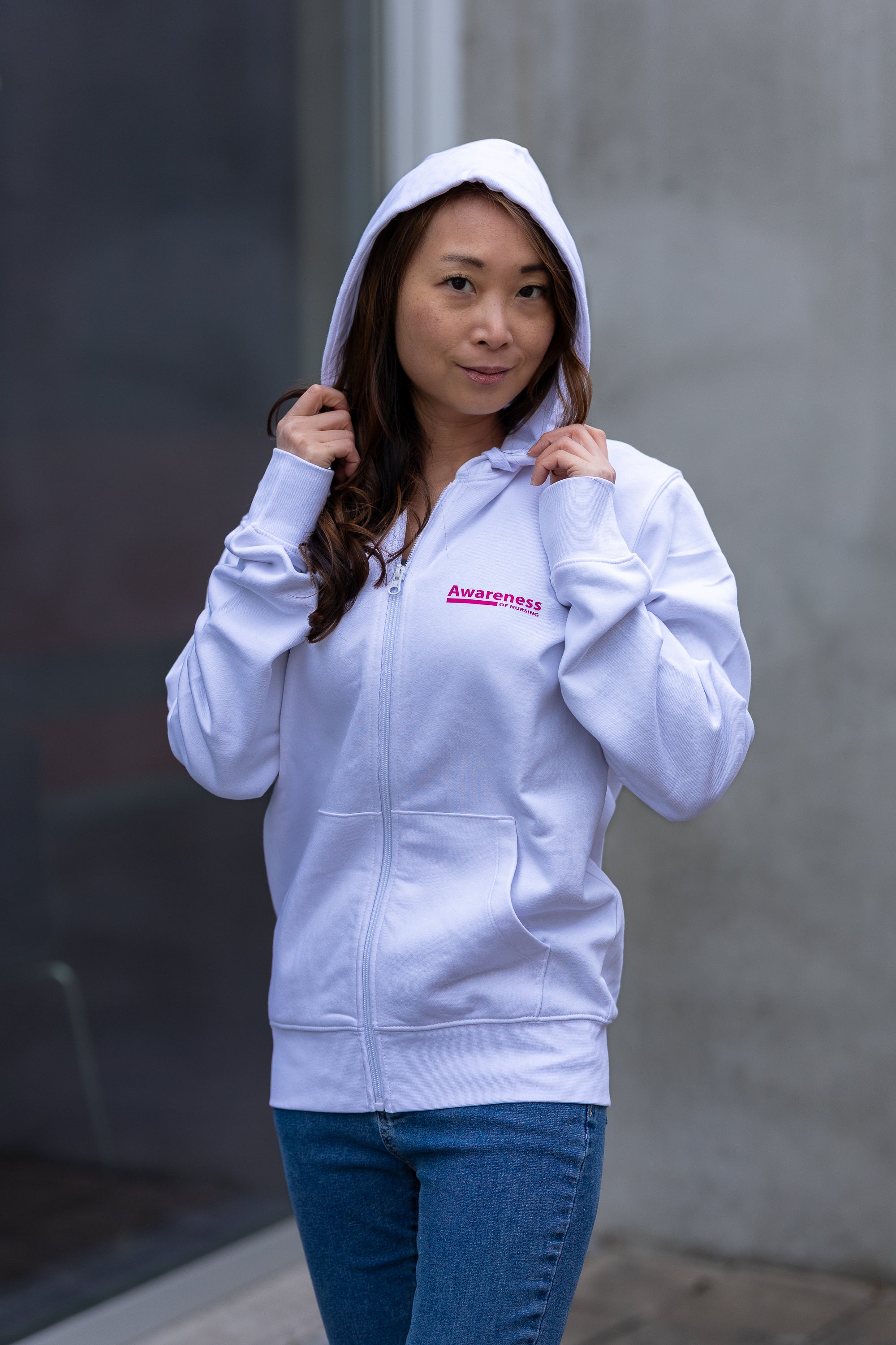Zip Hoodie - weiß - unisex - RESPECT